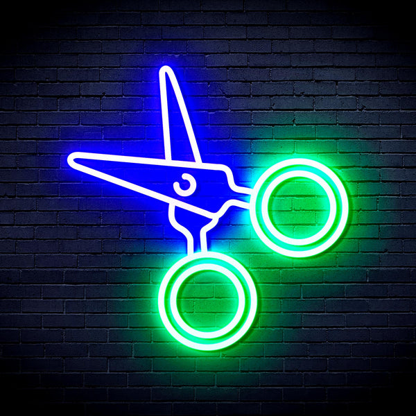 advpro-scissors-ultra-bright-led-neon-sign-fnu0282 - Green & Blue