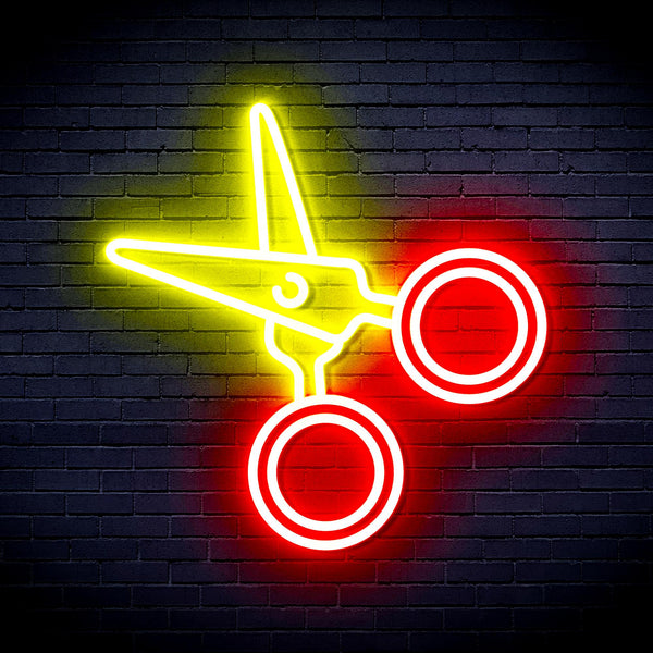 advpro-scissors-ultra-bright-led-neon-sign-fnu0282 - Red & Yellow