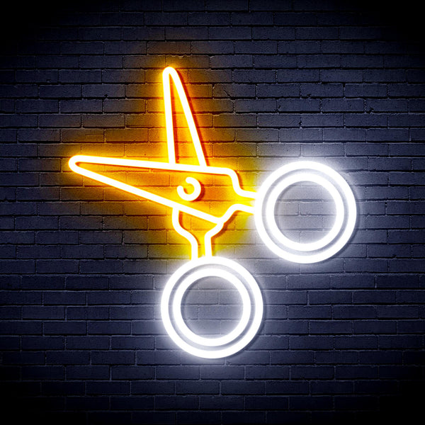 advpro-scissors-ultra-bright-led-neon-sign-fnu0282 - White & Golden Yellow