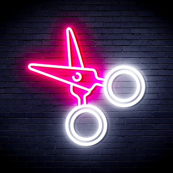 advpro-scissors-ultra-bright-led-neon-sign-fnu0282 - White & Pink
