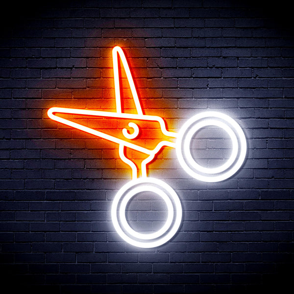 advpro-scissors-ultra-bright-led-neon-sign-fnu0282 - White & Orange