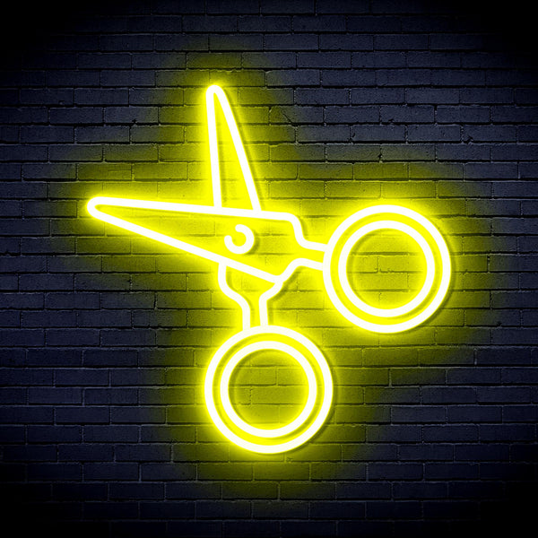 advpro-scissors-ultra-bright-led-neon-sign-fnu0282 - Yellow