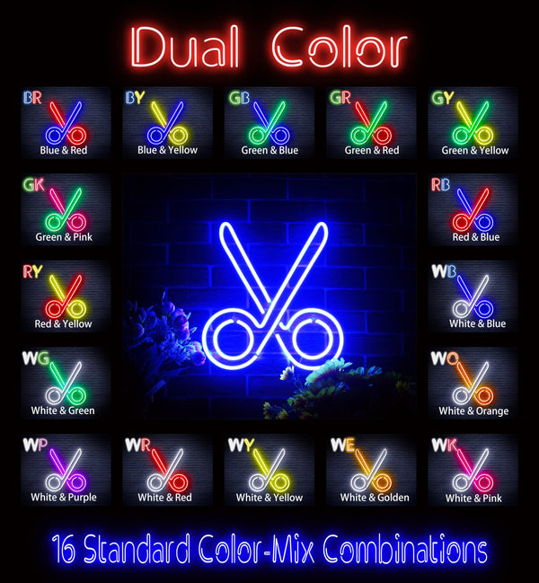 advpro-scissors-ultra-bright-led-neon-sign-fnu0285 - Dual-Color