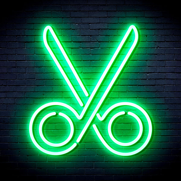 advpro-scissors-ultra-bright-led-neon-sign-fnu0285 - Green