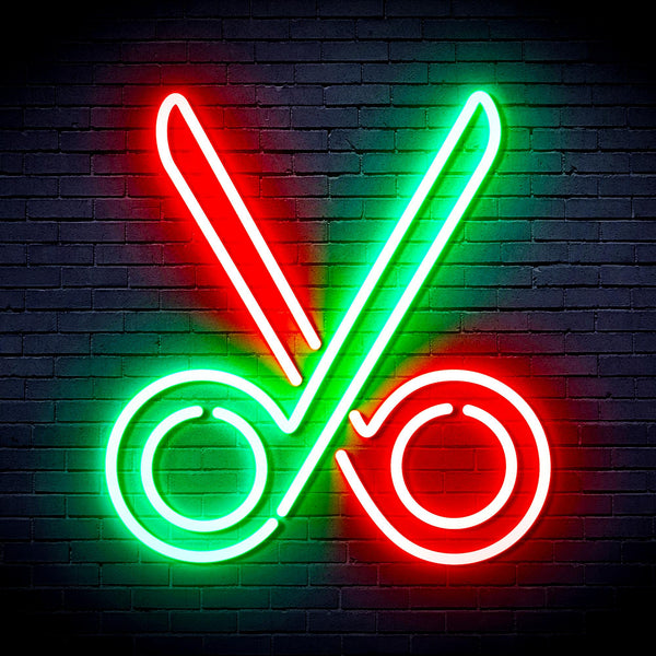 advpro-scissors-ultra-bright-led-neon-sign-fnu0285 - Green & Red