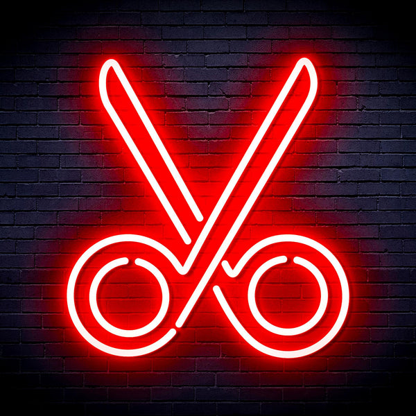 advpro-scissors-ultra-bright-led-neon-sign-fnu0285 - Red