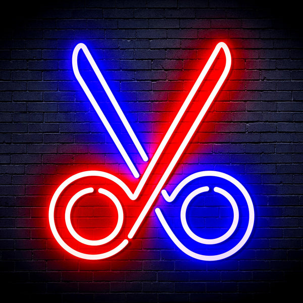 advpro-scissors-ultra-bright-led-neon-sign-fnu0285 - Red & Blue