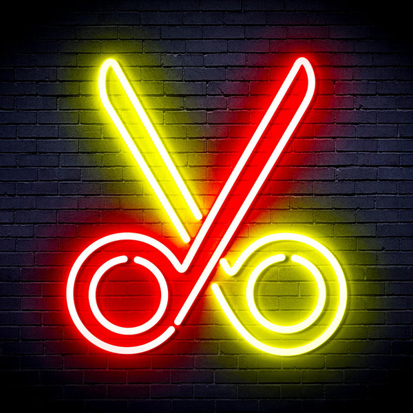 advpro-scissors-ultra-bright-led-neon-sign-fnu0285 - Red & Yellow