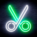 advpro-scissors-ultra-bright-led-neon-sign-fnu0285 - White & Green