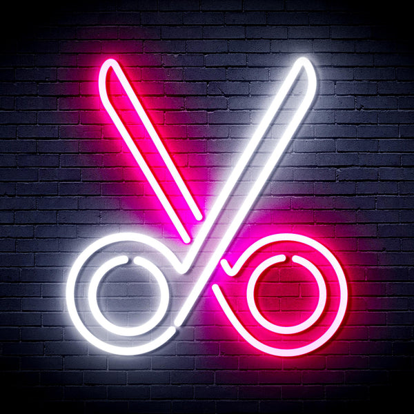 advpro-scissors-ultra-bright-led-neon-sign-fnu0285 - White & Pink