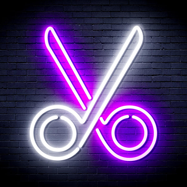 advpro-scissors-ultra-bright-led-neon-sign-fnu0285 - White & Purple
