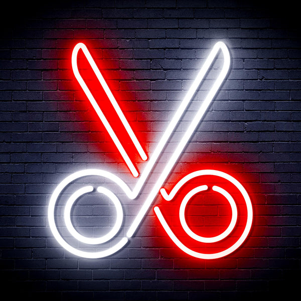 advpro-scissors-ultra-bright-led-neon-sign-fnu0285 - White & Red