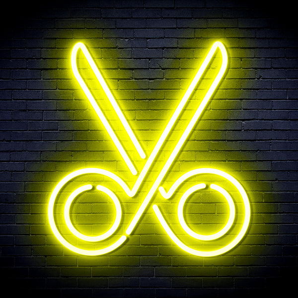 advpro-scissors-ultra-bright-led-neon-sign-fnu0285 - Yellow