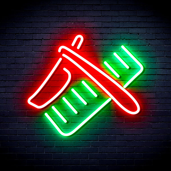 advpro-shavers-and-comb-ultra-bright-led-neon-sign-fnu0286 - Green & Red