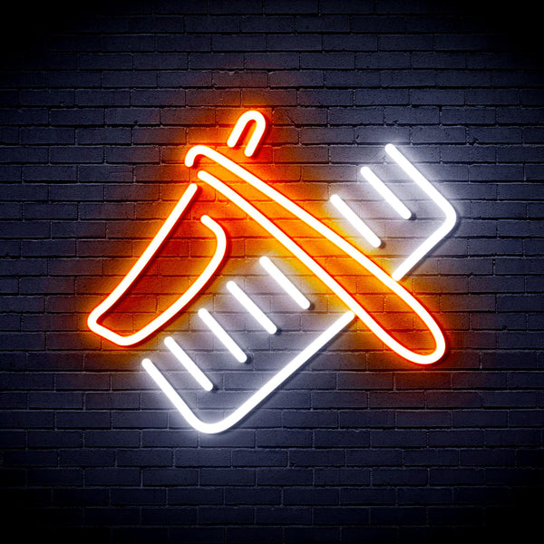 advpro-shavers-and-comb-ultra-bright-led-neon-sign-fnu0286 - White & Orange