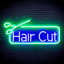 advpro-hair-cut-with-scissors-ultra-bright-led-neon-sign-fnu0287 - Green & Blue