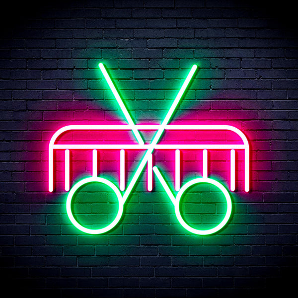 advpro-scissors-and-comb-ultra-bright-led-neon-sign-fnu0288 - Green & Pink