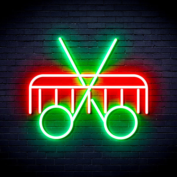advpro-scissors-and-comb-ultra-bright-led-neon-sign-fnu0288 - Green & Red
