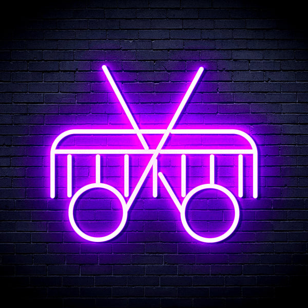advpro-scissors-and-comb-ultra-bright-led-neon-sign-fnu0288 - Purple