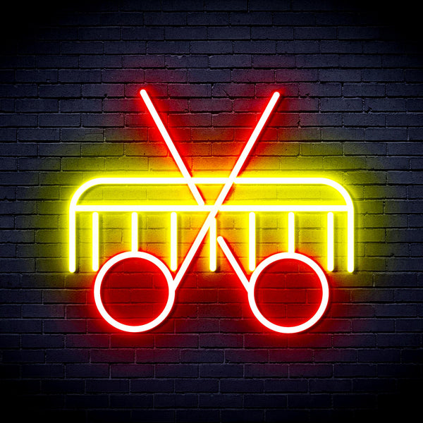advpro-scissors-and-comb-ultra-bright-led-neon-sign-fnu0288 - Red & Yellow