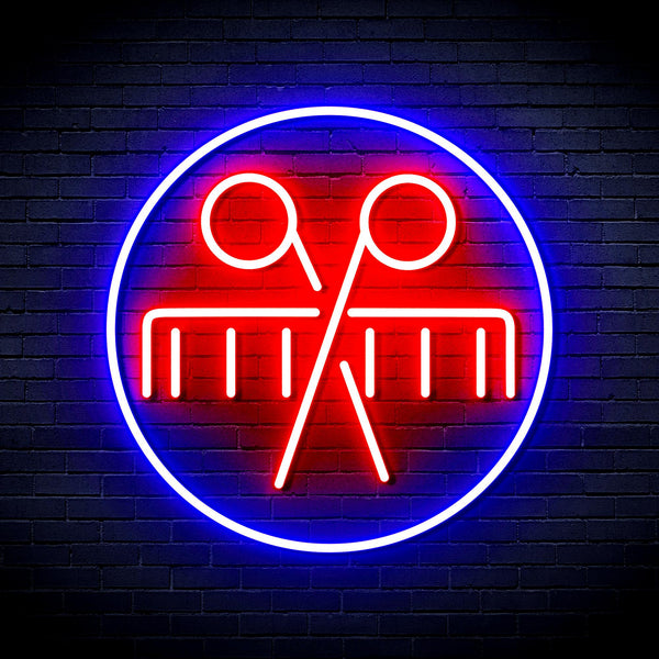 advpro-scissors-and-comb-ultra-bright-led-neon-sign-fnu0289 - Blue & Red