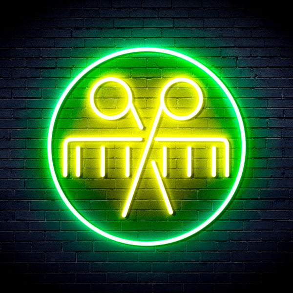 advpro-scissors-and-comb-ultra-bright-led-neon-sign-fnu0289 - Green & Yellow