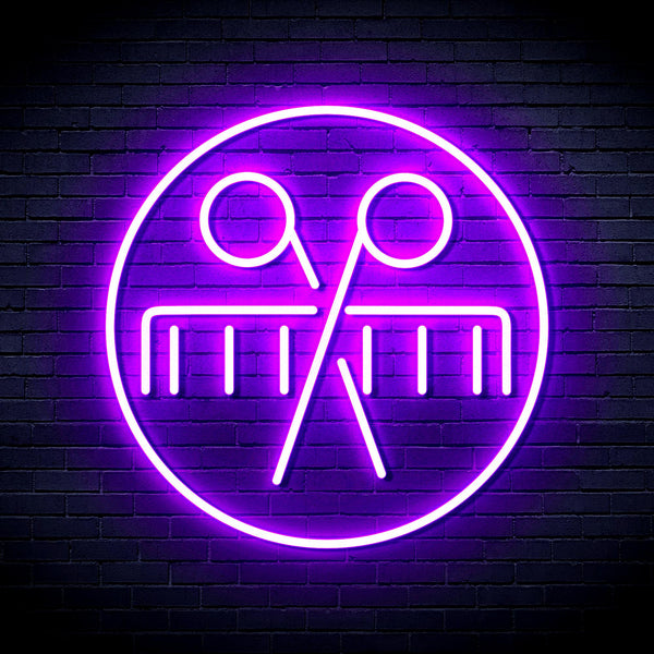 advpro-scissors-and-comb-ultra-bright-led-neon-sign-fnu0289 - Purple