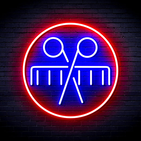 advpro-scissors-and-comb-ultra-bright-led-neon-sign-fnu0289 - Red & Blue
