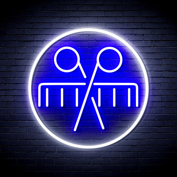 advpro-scissors-and-comb-ultra-bright-led-neon-sign-fnu0289 - White & Blue