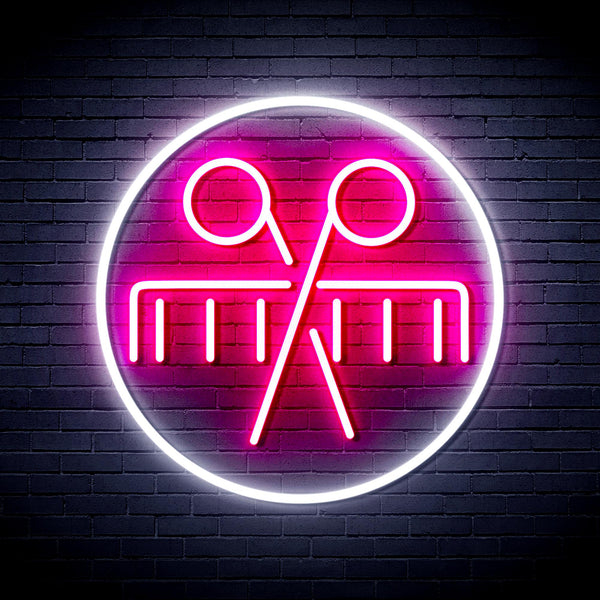 advpro-scissors-and-comb-ultra-bright-led-neon-sign-fnu0289 - White & Pink