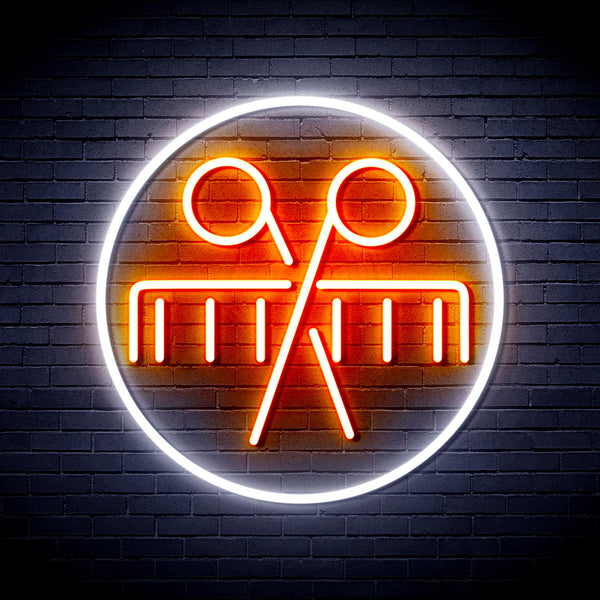 advpro-scissors-and-comb-ultra-bright-led-neon-sign-fnu0289 - White & Orange