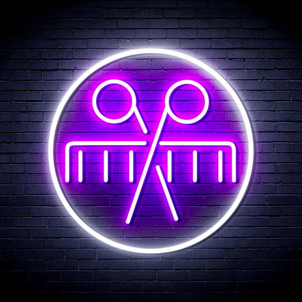 advpro-scissors-and-comb-ultra-bright-led-neon-sign-fnu0289 - White & Purple