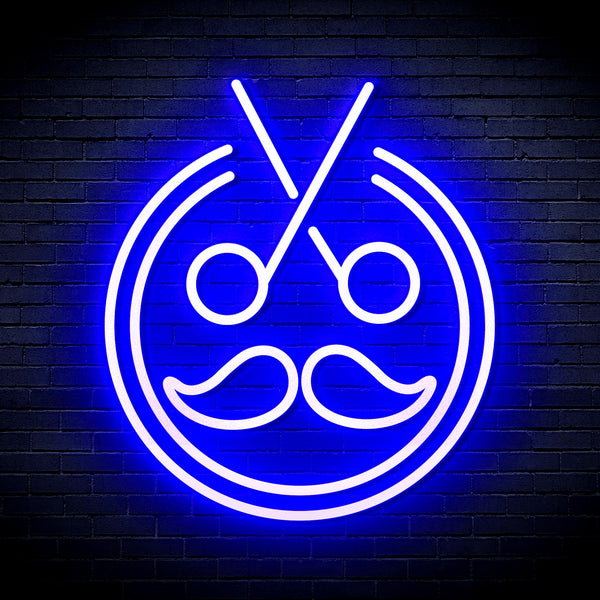 advpro-scissors-with-moustache-ultra-bright-led-neon-sign-fnu0290 - Blue