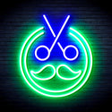advpro-scissors-with-moustache-ultra-bright-led-neon-sign-fnu0290 - Green & Blue