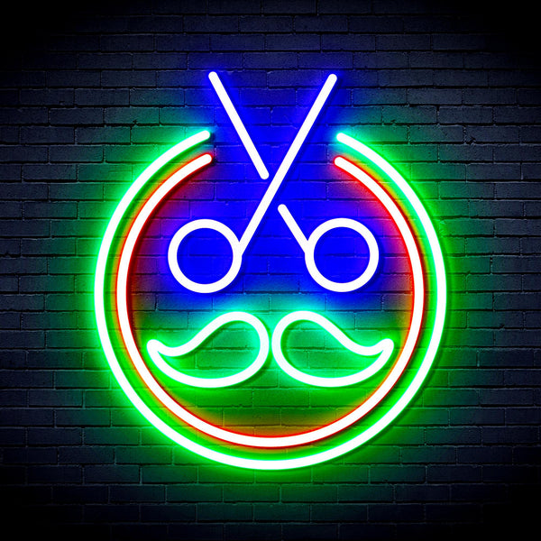advpro-scissors-with-moustache-ultra-bright-led-neon-sign-fnu0290 - Multi-Color 3