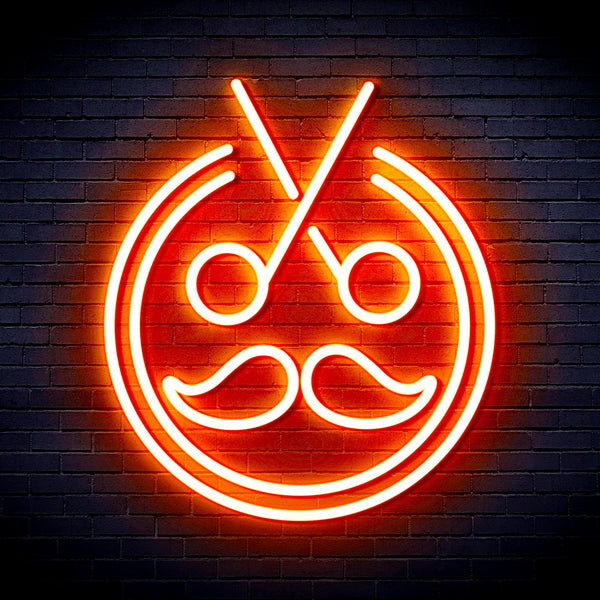 advpro-scissors-with-moustache-ultra-bright-led-neon-sign-fnu0290 - Orange