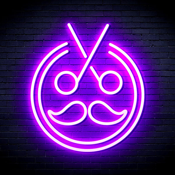 advpro-scissors-with-moustache-ultra-bright-led-neon-sign-fnu0290 - Purple