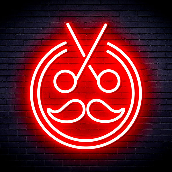 advpro-scissors-with-moustache-ultra-bright-led-neon-sign-fnu0290 - Red