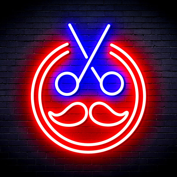 advpro-scissors-with-moustache-ultra-bright-led-neon-sign-fnu0290 - Red & Blue