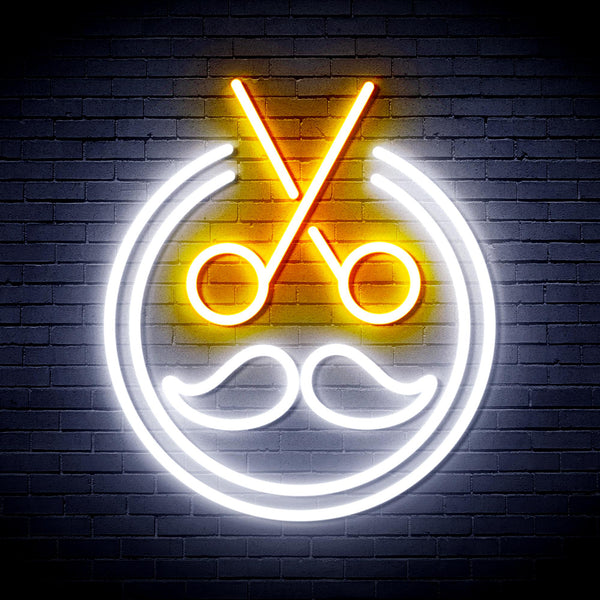 advpro-scissors-with-moustache-ultra-bright-led-neon-sign-fnu0290 - White & Golden Yellow