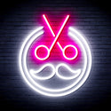 advpro-scissors-with-moustache-ultra-bright-led-neon-sign-fnu0290 - White & Pink