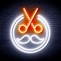 advpro-scissors-with-moustache-ultra-bright-led-neon-sign-fnu0290 - White & Orange