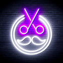 advpro-scissors-with-moustache-ultra-bright-led-neon-sign-fnu0290 - White & Purple