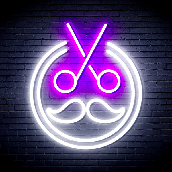 advpro-scissors-with-moustache-ultra-bright-led-neon-sign-fnu0290 - White & Purple