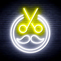 advpro-scissors-with-moustache-ultra-bright-led-neon-sign-fnu0290 - White & Yellow