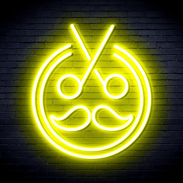 advpro-scissors-with-moustache-ultra-bright-led-neon-sign-fnu0290 - Yellow