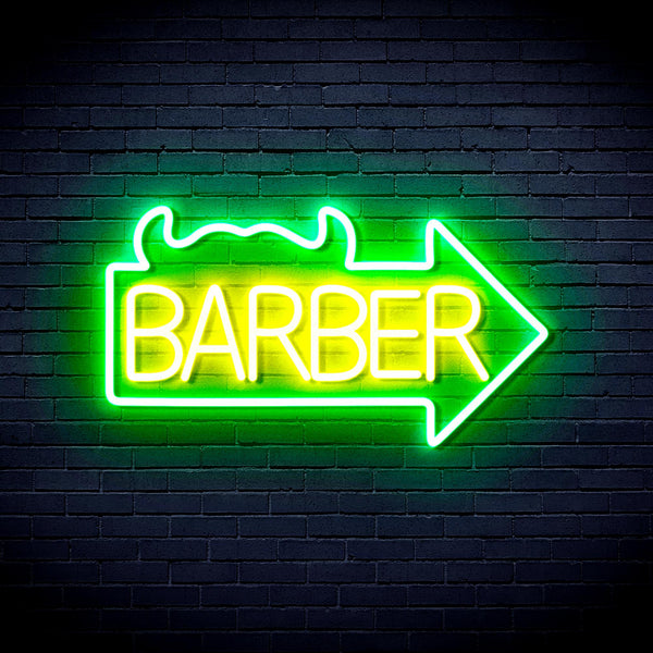 advpro-barber-sign-with-arrow-ultra-bright-led-neon-sign-fnu0294 - Green & Yellow