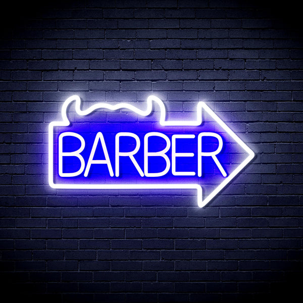 advpro-barber-sign-with-arrow-ultra-bright-led-neon-sign-fnu0294 - White & Blue