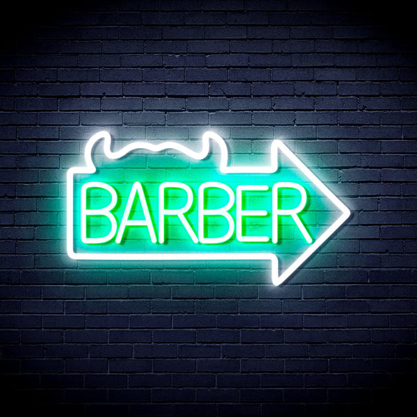advpro-barber-sign-with-arrow-ultra-bright-led-neon-sign-fnu0294 - White & Green