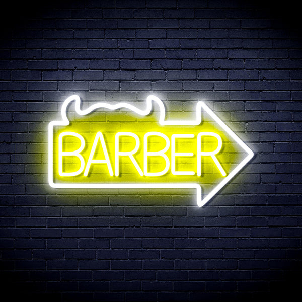 advpro-barber-sign-with-arrow-ultra-bright-led-neon-sign-fnu0294 - White & Yellow